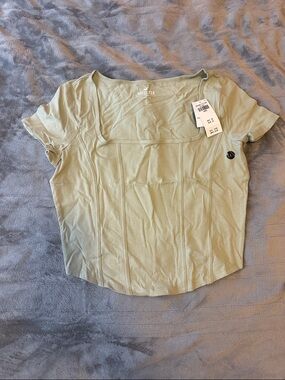 Size L Hollister Light Green Short Sleeve Cropped Fitted Tee
